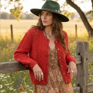 Vintage Sergio Valente Red Knit Cardigan Size S